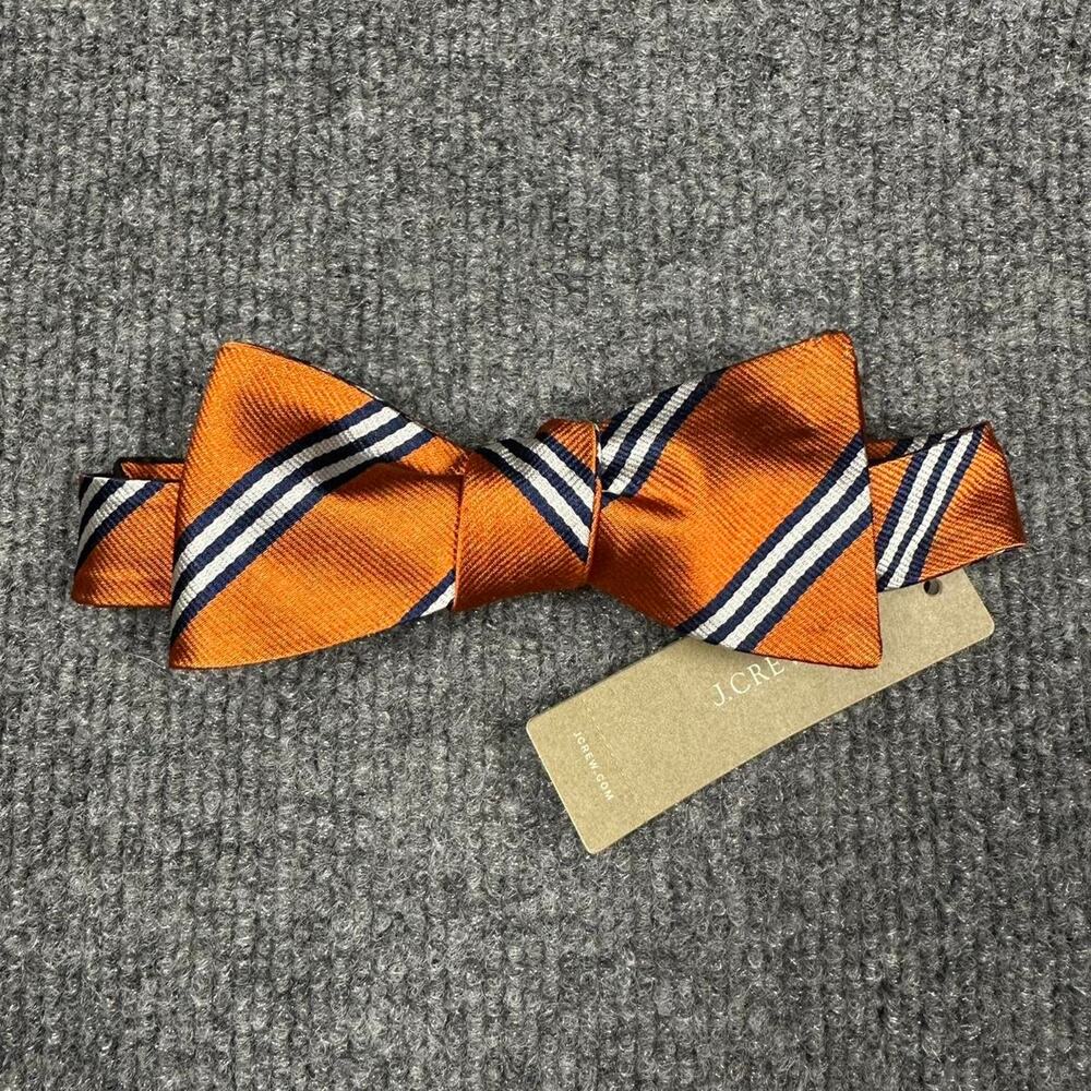 NEW J.Crew Men’s Orange Stripe Silk Bow Tie Preppy Smart Formal Wedding Menswear - Picture 2 of 5